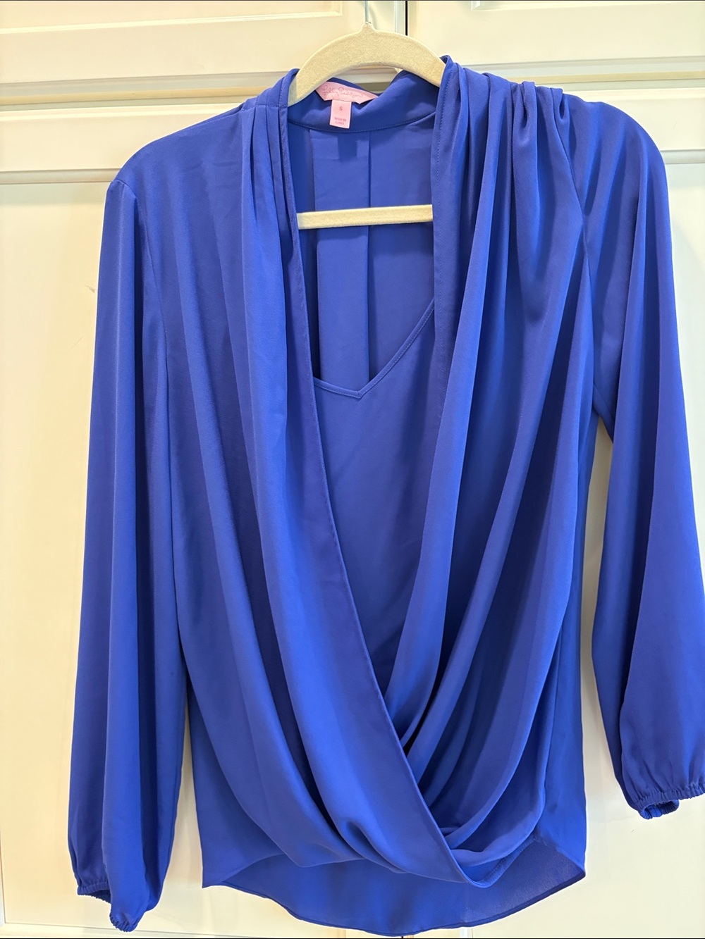 Lilly Pulitzer Draped V-Neck Long Sleeve Top - Royal Blue